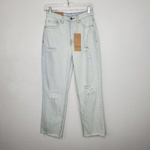 Vanilla Star Light Wash Boyfriend Super High Rise Distressed Jeans NWT W27/5